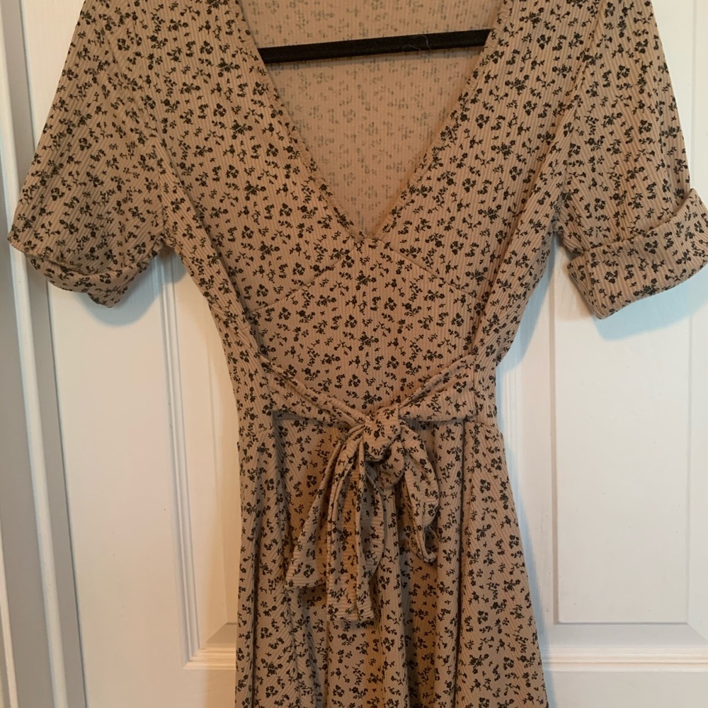 Boohoo Floral Belted Skater Dress